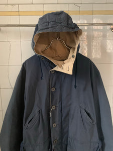 1990s Armani Navy Hooded Military Parka - Size M