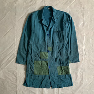 1970s Vintage French Patched Long Work Jacket - Size M