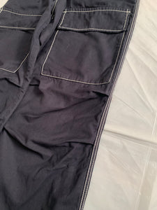 ss2007 Issey Miyake Faded Black Tactical Pants with Contrast Stitching - Size XL