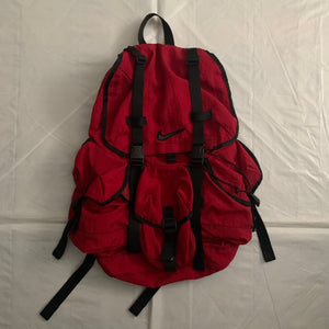 1990s Vintage Nike Red Nylon Parachute Backpack - Size OS