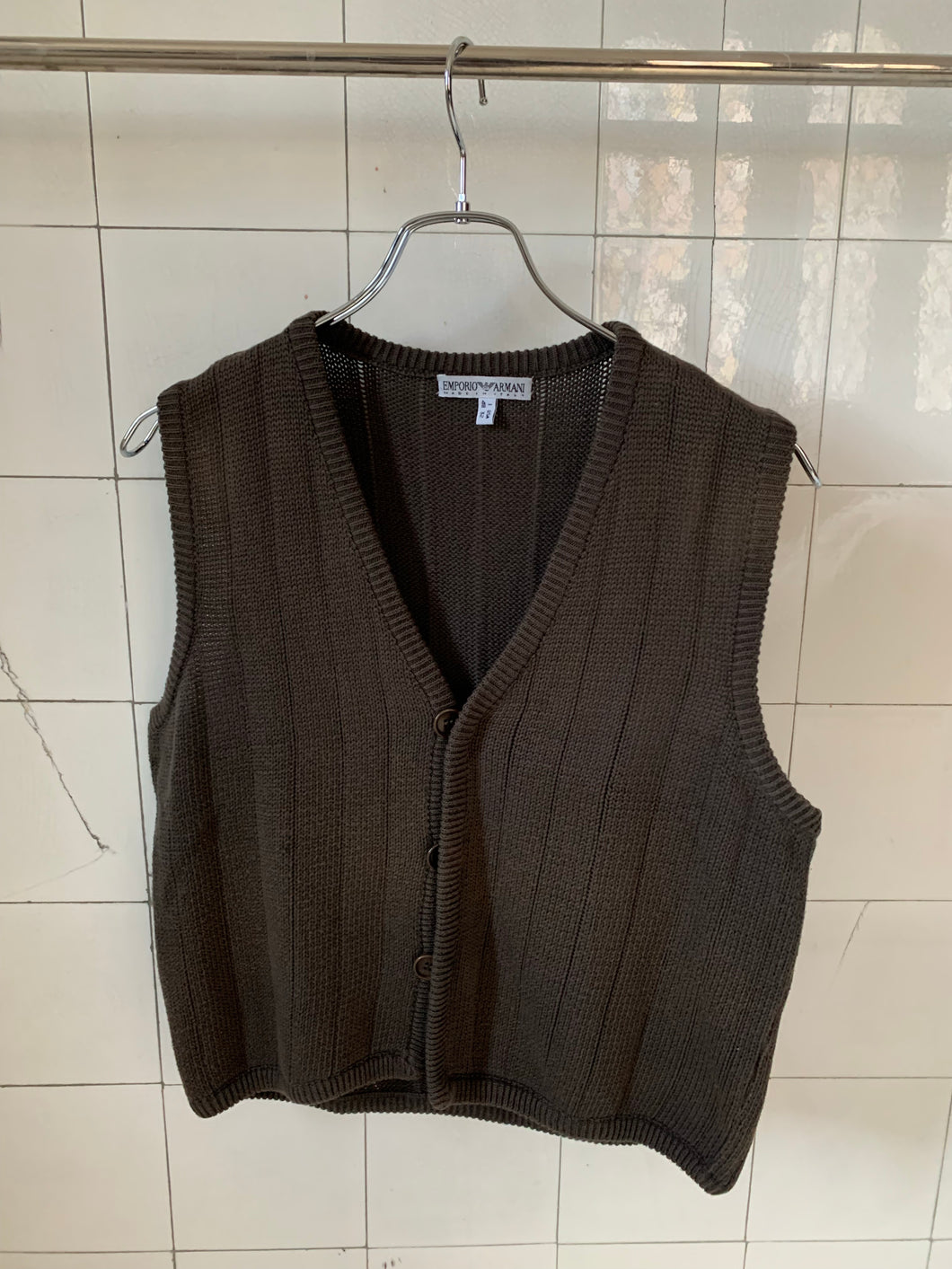 2000s Armani Knitted Brown Vest - Size S
