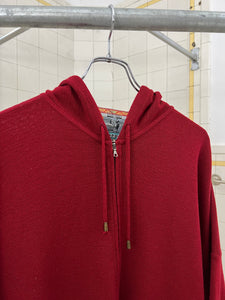 1980s Marithe Francois Girbaud x Maillaparty Extended Red Hooded Zip-up Sweater - Size M
