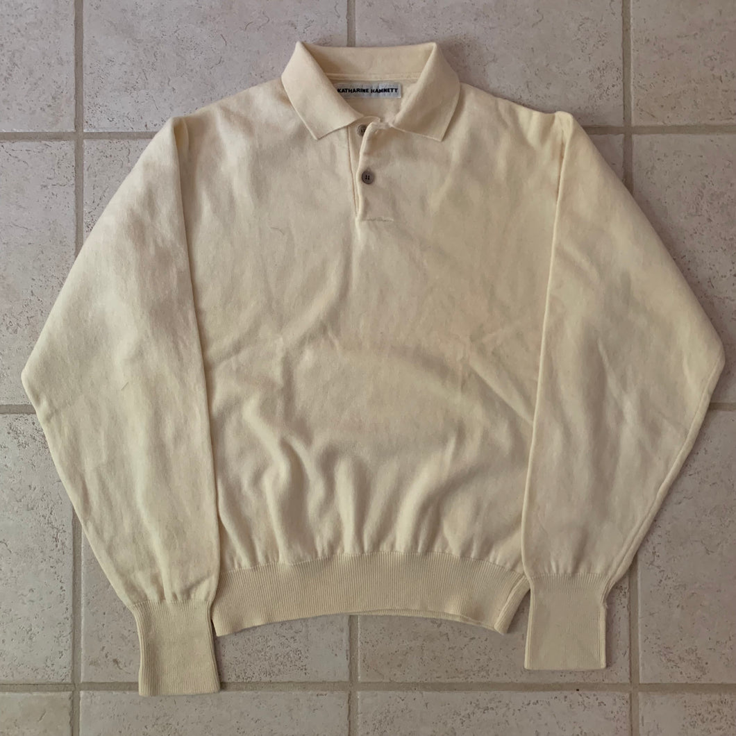 1980s Katharine Hamnett Cream Knitted Pullover Sweater - Size M