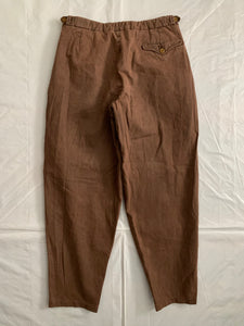 1990s Armani Faded Mud Brown Trousers with Side Seam Zipper Pocket - Size L