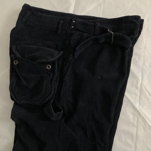 2000s Armani Deep Black Articulated Corduroy Carpenter Pants - Size M