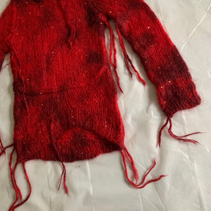 aw2006 Junya Watanabe Destroyed Red Mohair Knit - Size S