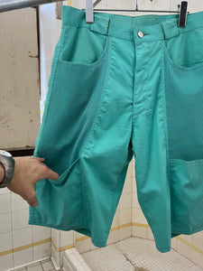 1980s Armani Teal Mesh Pocket Shorts - Size L