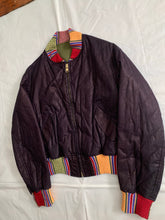 Load image into Gallery viewer, ss1993 Yohji Yamamoto Quilted Cropped Bomber with Ethnic Knitted Ribbing Details - Size OS