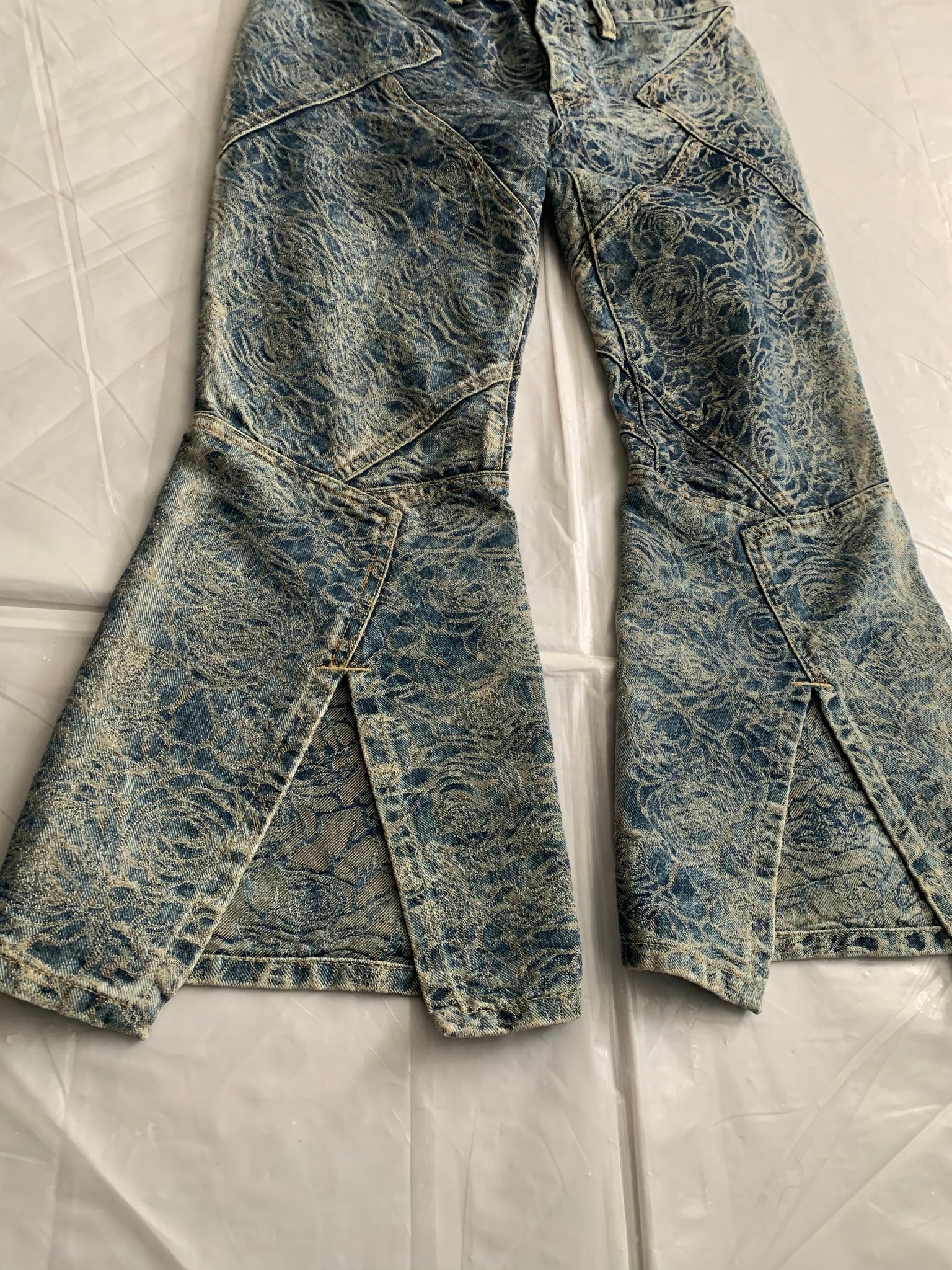 ss2007 Issey Miyake Rose Embossed Paneled Flared Denim Pants - Size XS –  Constant Practice