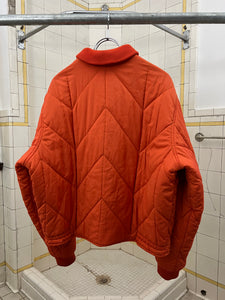 1990s Armani Orange Quilted Bomber Jacket - Size XL
