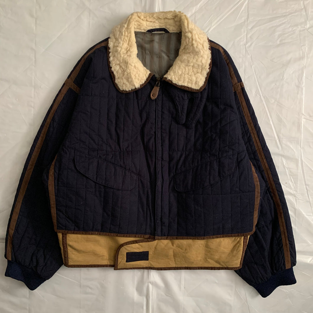 1990s Armani Quilted B-3 Jacket with Sherpa Lined Collar and Extended Hem - Size XL