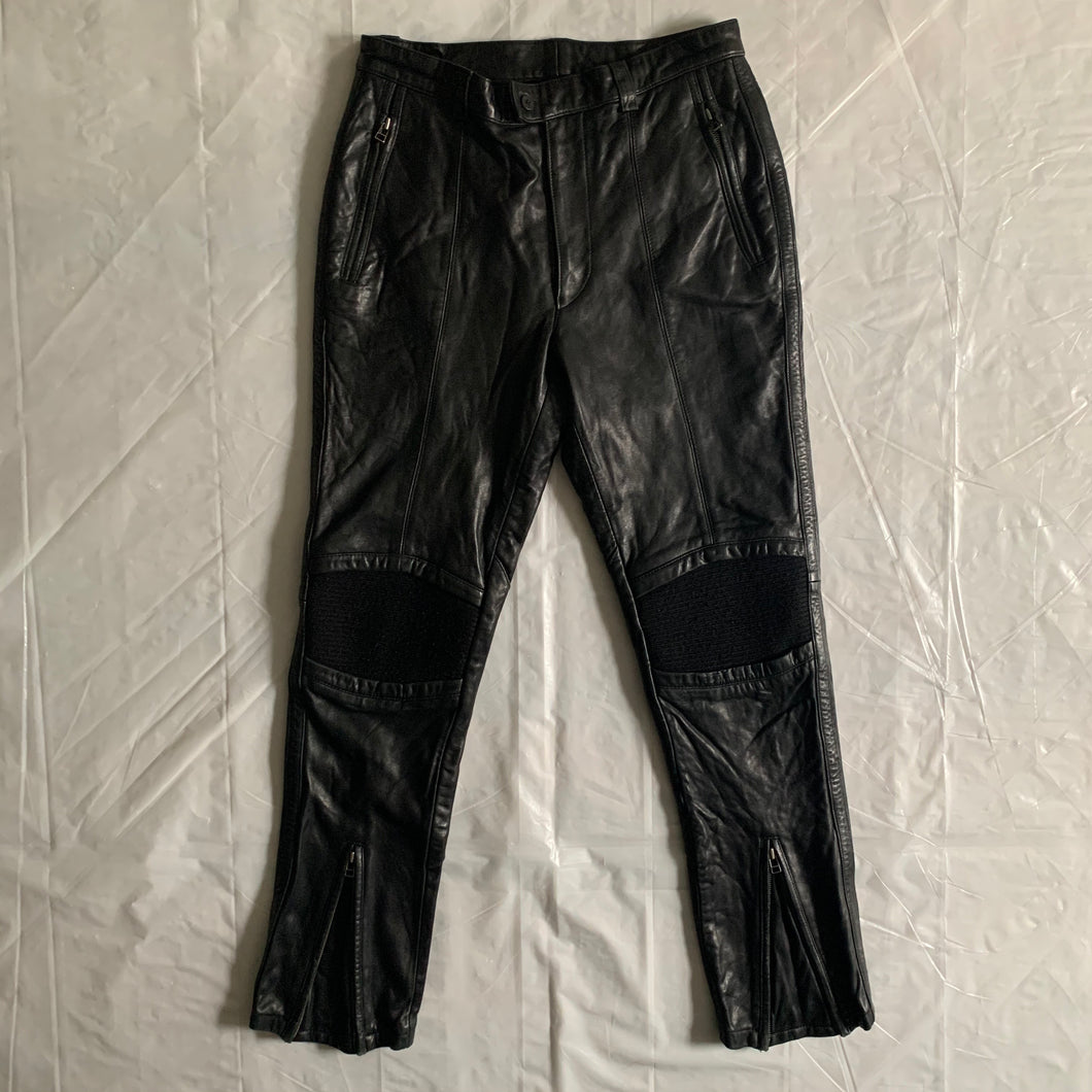 aw1996 Issey Miyake Black Sheep Leather Moto Biker Pants - Size L