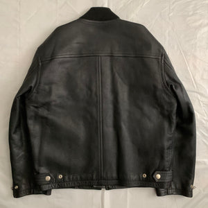 1990 CDGH Cropped Black Leather Bomber Jacket - Size OS