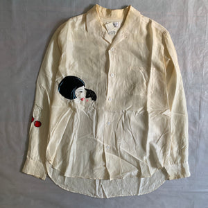 ss2004 Yohji Yamamoto Silk Applique Shirt - Size XL