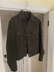 1997 CDGH Charcoal Grey Textured Tweed Trucker Jacket - Size M