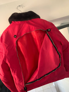 2000s Vintage Jipijapa Red Nylon Backzip Jacket with Removable Fur Collar - Size M