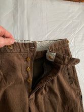 Load image into Gallery viewer, 1990s Armani Faded Mud Brown Trousers with Side Seam Zipper Pocket - Size L