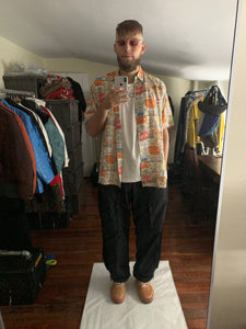 1990s Armani Aloha Luggage Tag Rayon Shirt - Size M