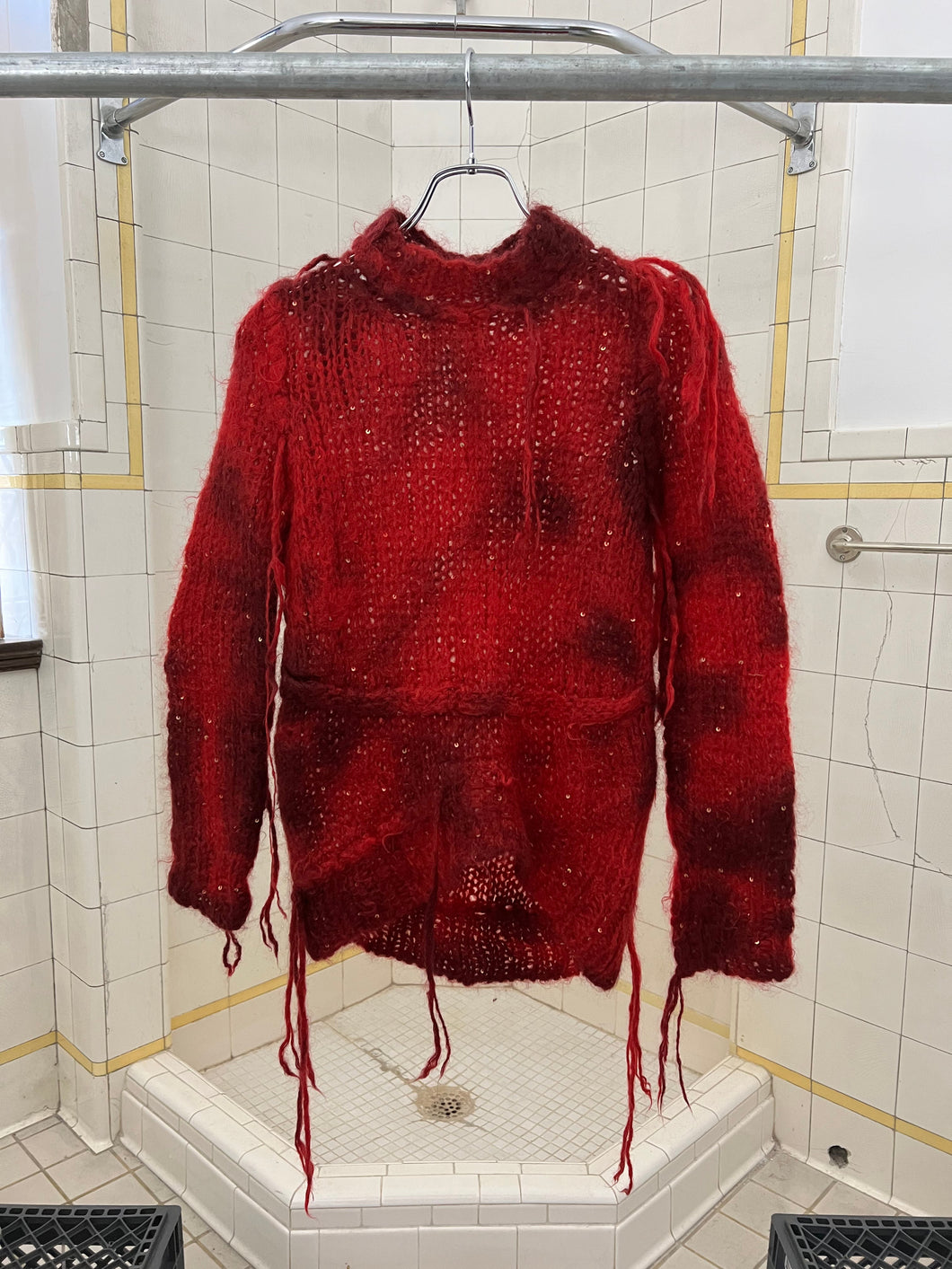 aw2006 Junya Watanabe Destroyed Red Mohair Knit - Size S