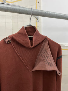 aw1983 Marithe Francois Girbaud x Maillaparty Burnt Red Sweater with Overlocked Neck and Waxed Seam Details - Size S