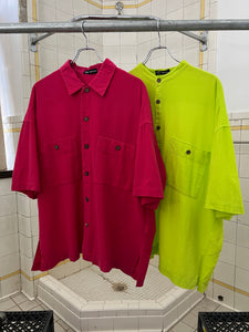 ss1995 Issey Miyake Oversized Mandarin Collar Neon Shirt - Size XL