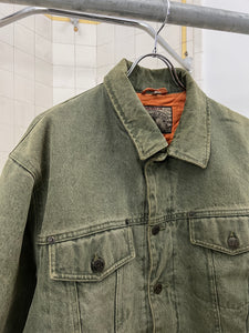 1990s Armani Jeans Faded Green Trucker Jacket - Size L