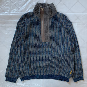 1990s Armani Low Gauge Knitted Quarter Zip Pullover - Size L