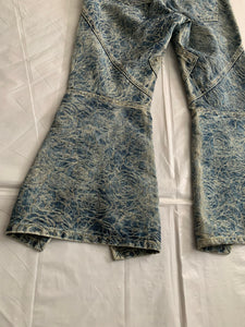 ss2007 Issey Miyake Rose Embossed Paneled Flared Denim Pants - Size XS