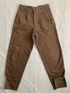 1980s Katharine Hamnett Brown Cotton Military Trousers with Zipper Hems - Size M