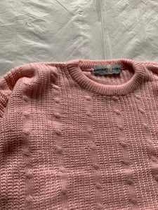 1990s Armani Pink Wool Cable Knit Sweater - Size L