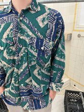 Load image into Gallery viewer, 1980s Marithe Francois Girbaud x Closed Graphic Pattern Shirt with Pleated Pocket Detailing - Size M