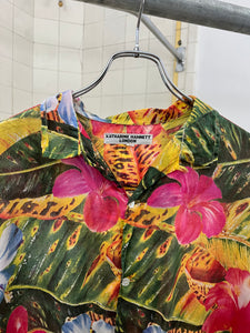 1980s Katharine Hamnett Floral Hawaiian Shirt - Size M