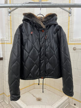 Load image into Gallery viewer, 1990s Armani Quilted Leather Cropped Jacket with Fur Hood - Size S